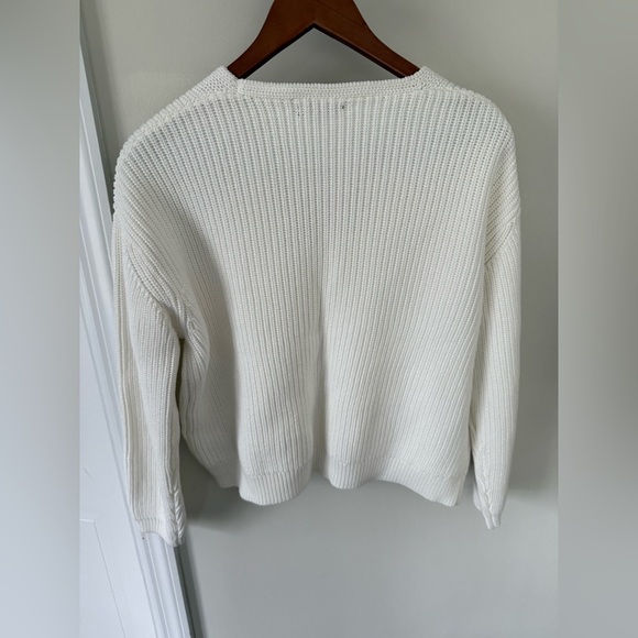 QUINCE Cotton V neck fisherman sweater - Picture 4 of 6